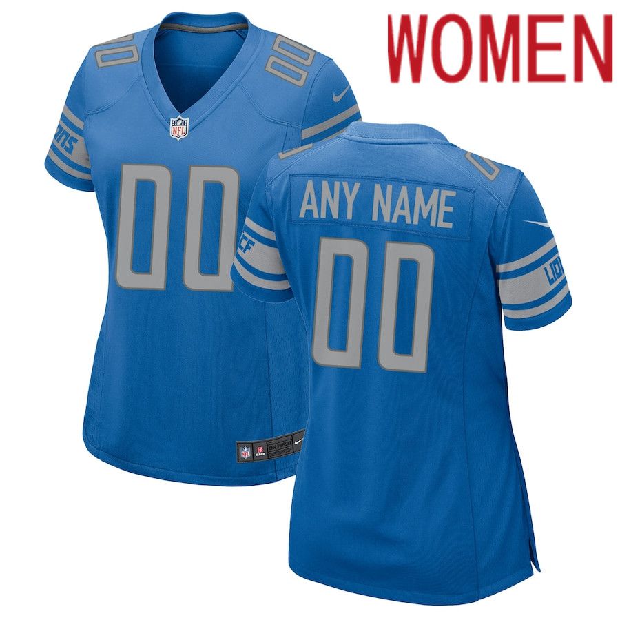 Women Detroit Lions Nike Blue Custom Game NFL Jersey->customized nfl jersey->Custom Jersey